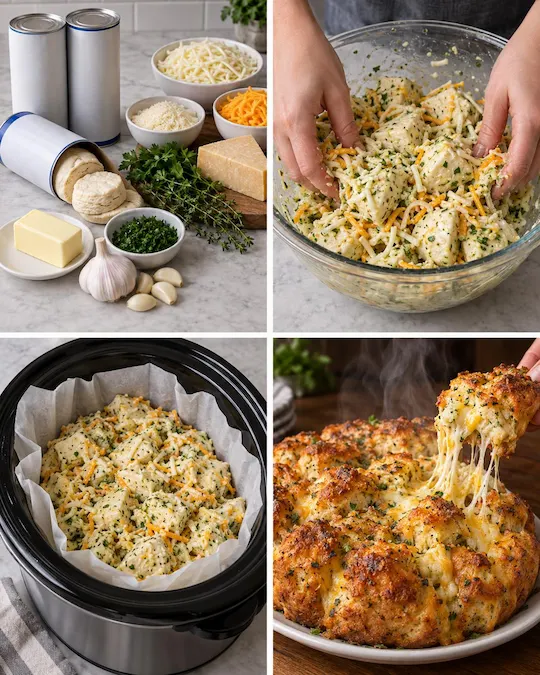 Crockpot Garlic Parmesan Pull-Apart Bread