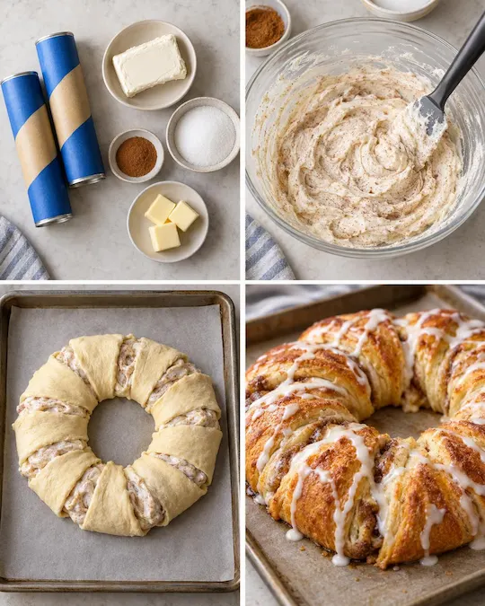 Cinnamon Roll Cheesecake Crescent Ring