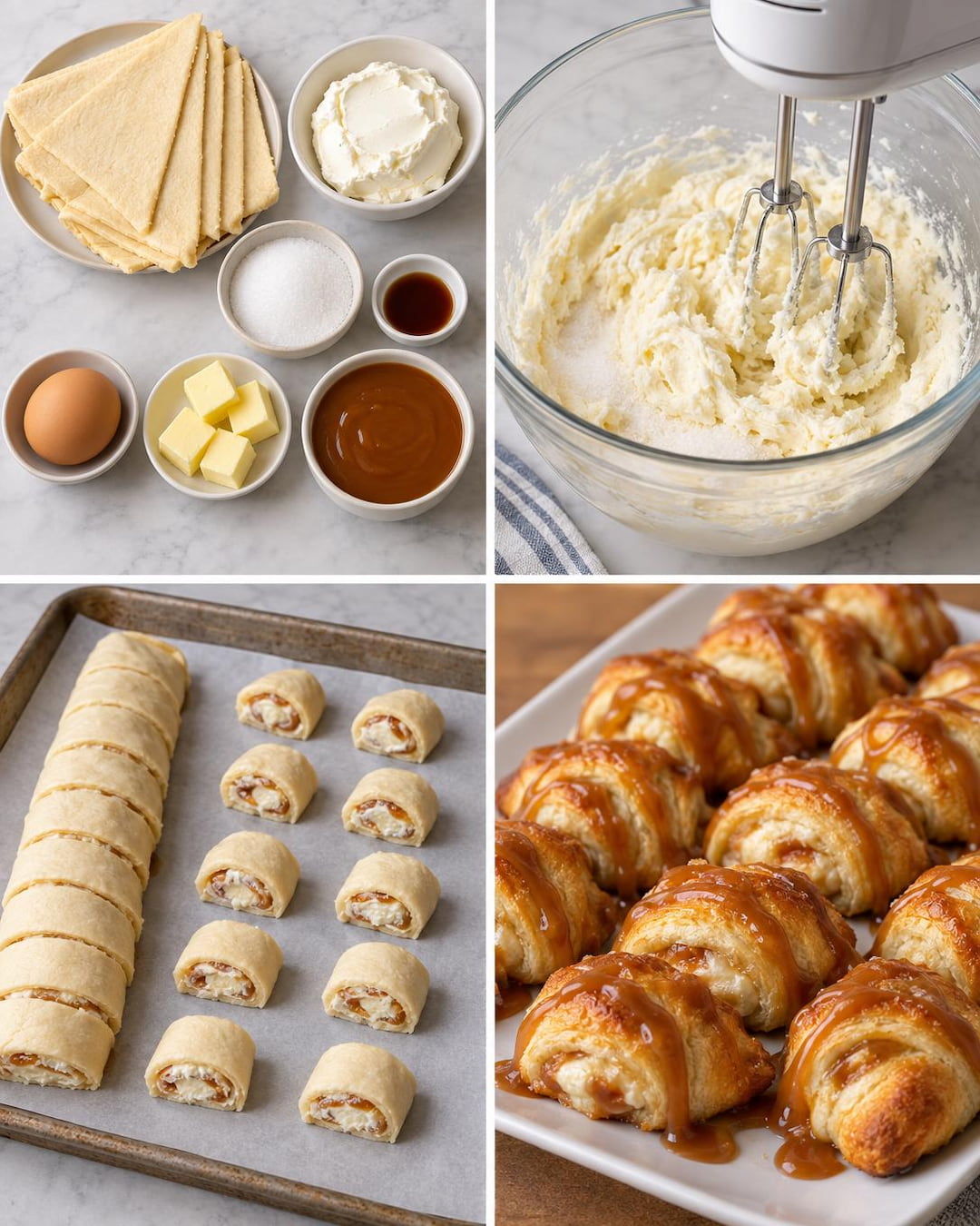 Golden Caramel Cheesecake Crescent Bites