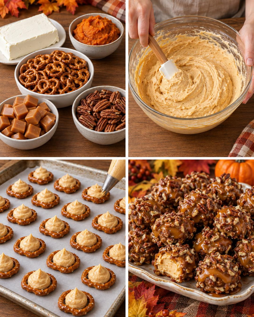 Pumpkin Cheesecake Caramel Pretzel Bites