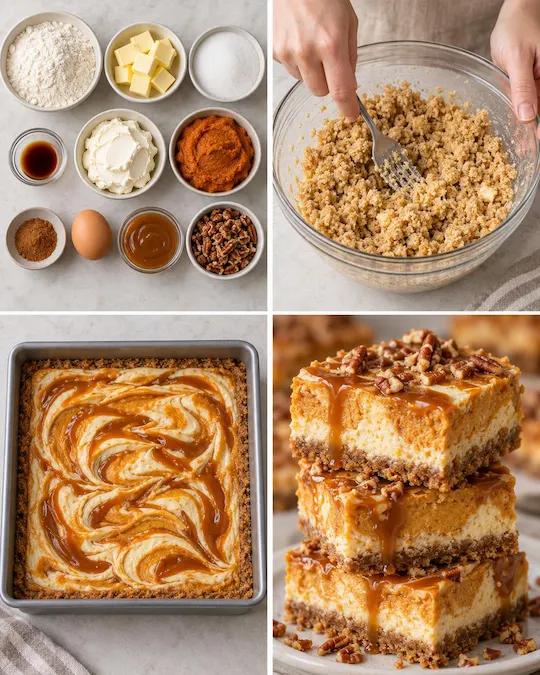 Pumpkin Caramel Cheesecake Bars