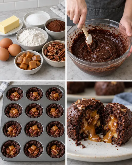 Caramel Pecan Brownie Bombs