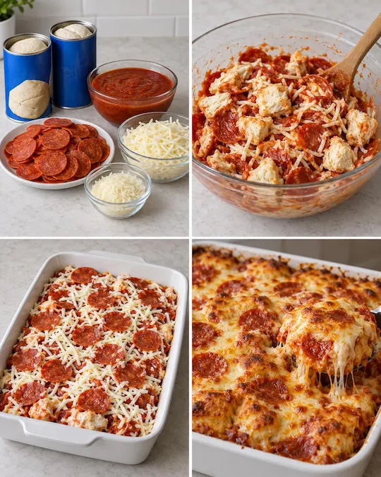 Cheesy Pepperoni Pizza Biscuit Bake