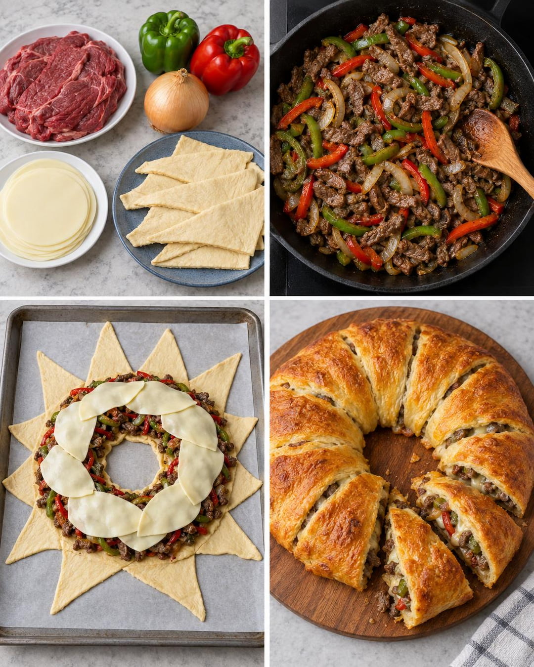 Philly Cheesesteak Crescent Ring