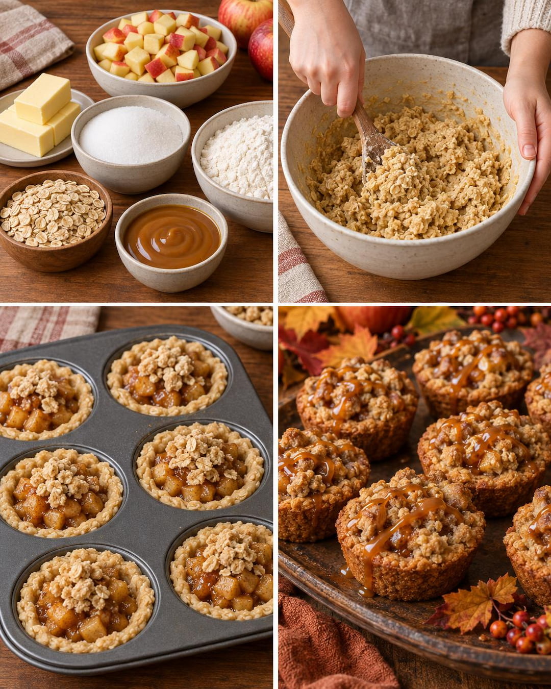 Caramel Apple Crumble Cookie Cups
