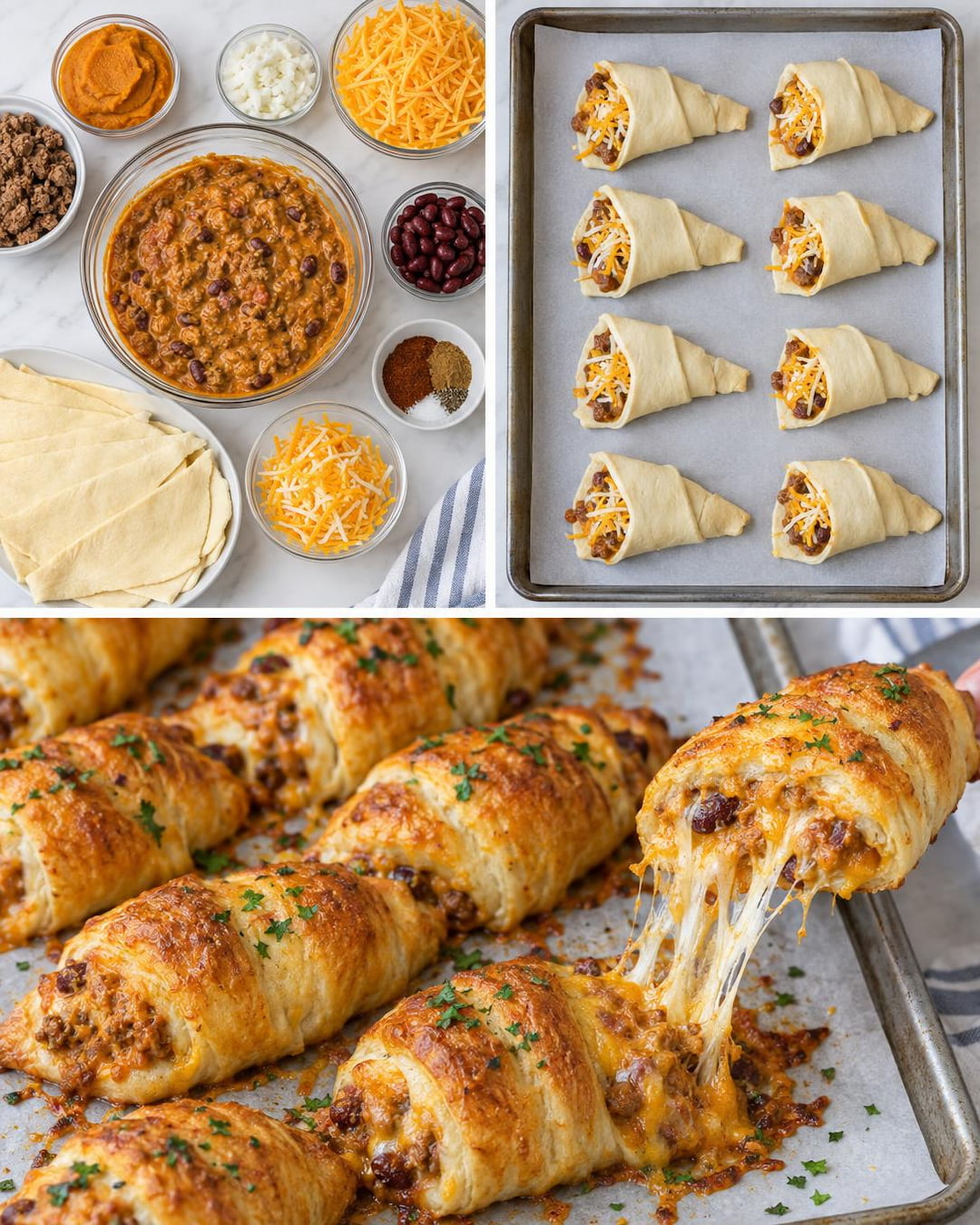 Pumpkin Chili Cheese Crescent Roll-Ups