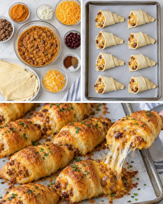 Pumpkin Chili Cheese Crescent Roll-Ups