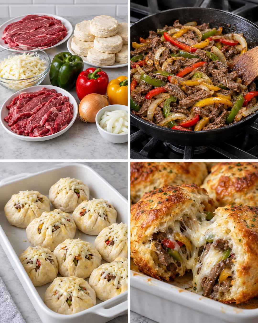 Philly Cheesesteak Biscuit Bombs