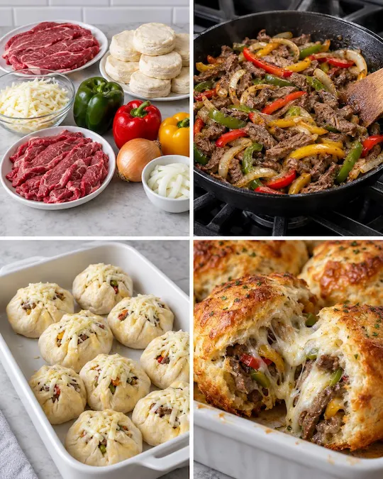 Philly Cheesesteak Biscuit Bombs
