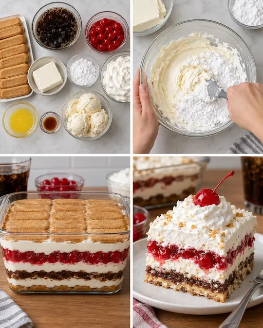 Creamy Cherry Cola Float Lasagna