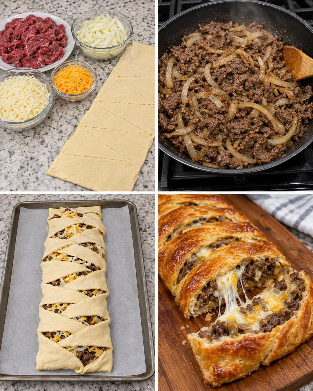 Philly Cheesesteak Crescent Braid