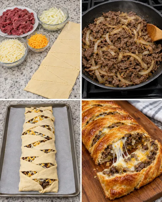 Philly Cheesesteak Crescent Braid