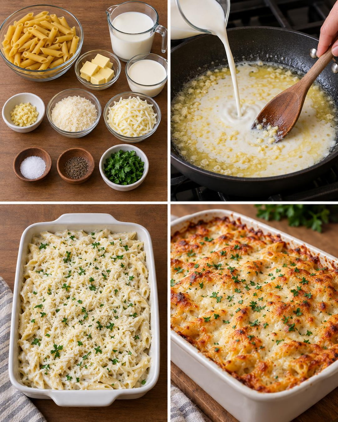 Creamy Garlic Parmesan Pasta Bake