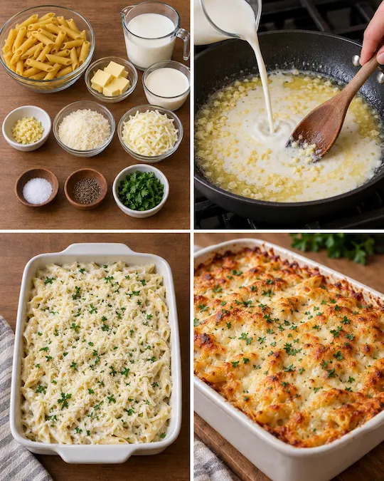 Creamy Garlic Parmesan Pasta Bake