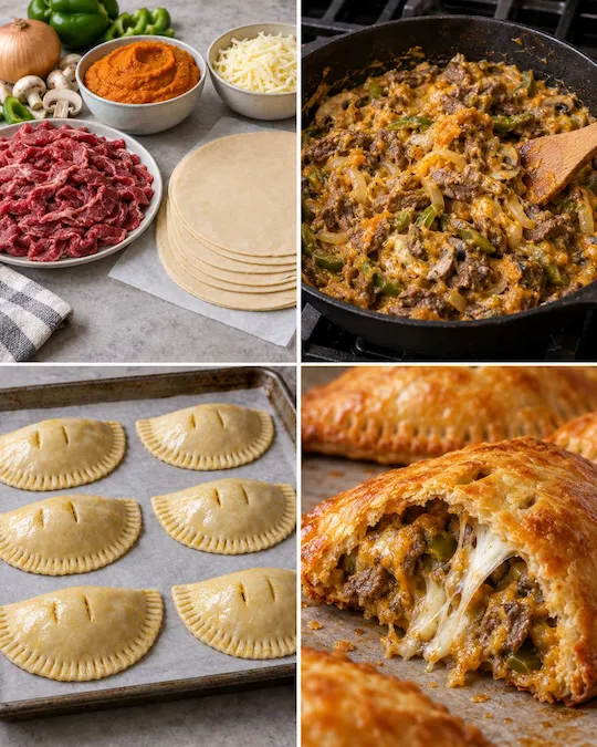Philly Cheesesteak Pumpkin Hand Pies