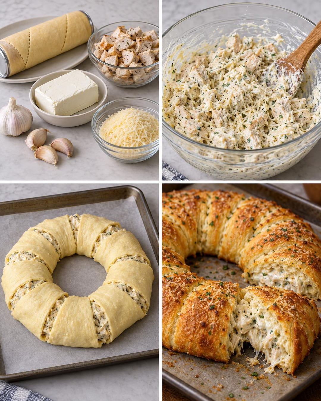 Garlic Parmesan Chicken Crescent Ring