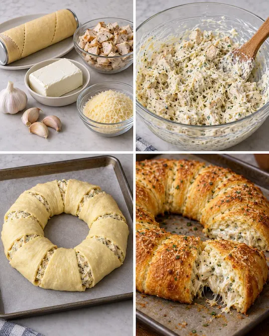 Garlic Parmesan Chicken Crescent Ring