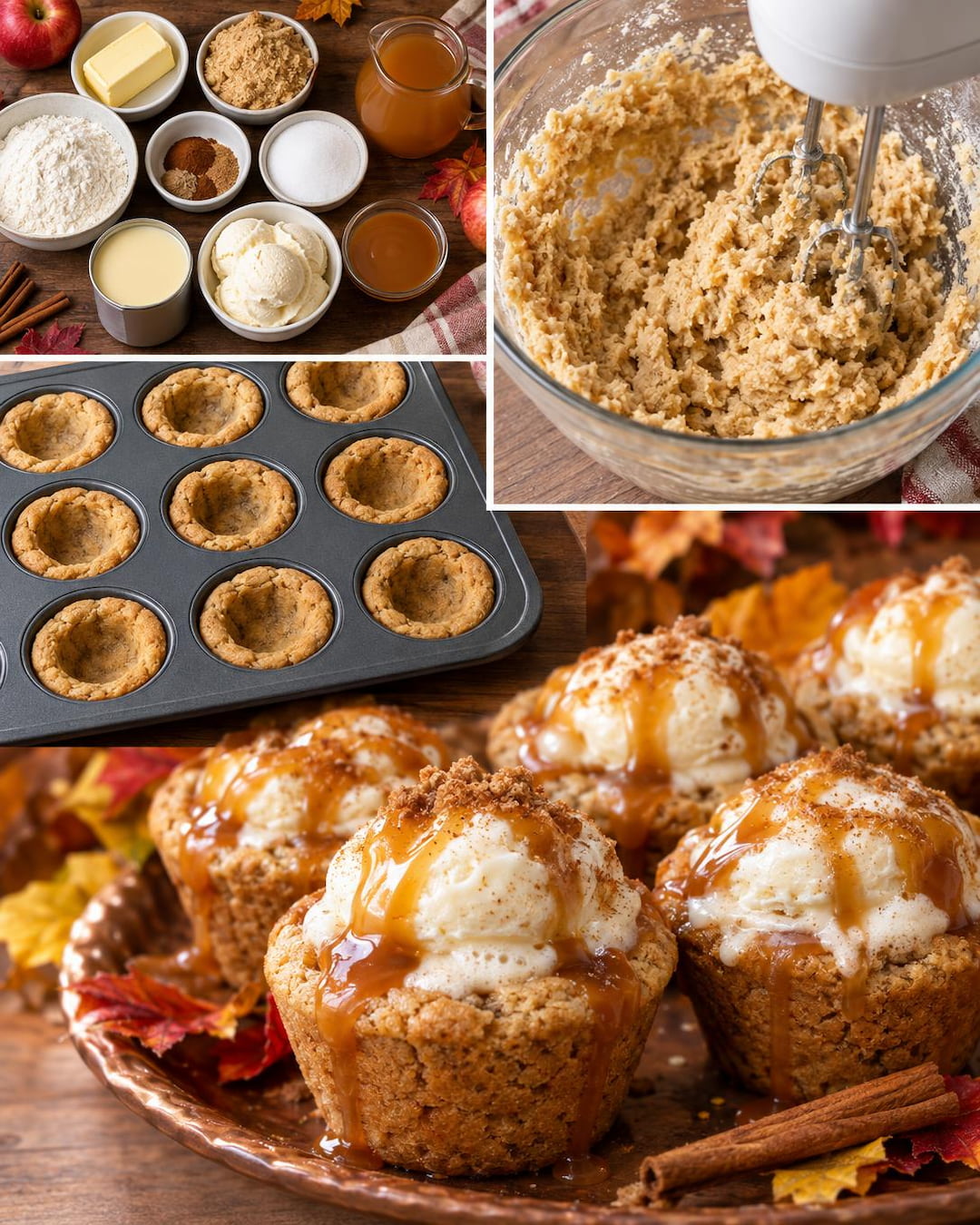 Caramel Apple Cider Float Cookie Cups
