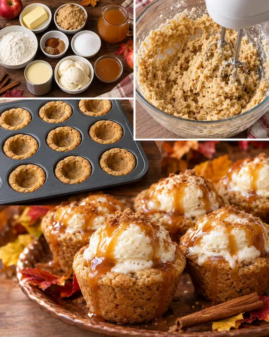 Caramel Apple Cider Float Cookie Cups