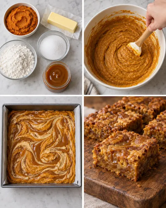 Pumpkin Caramel Swirl Gooey Bars