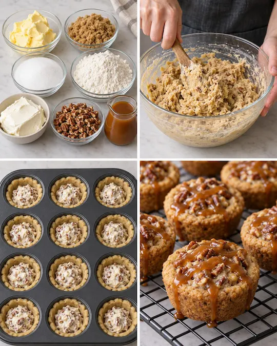 Caramel Pecan Cheesecake Cookie Cups