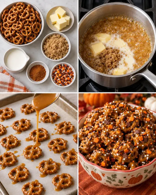 Pumpkin Spice Caramel Pretzel Bites