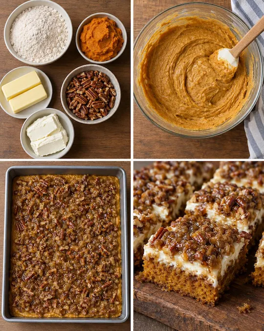 Pumpkin Praline Gooey Cake Bars