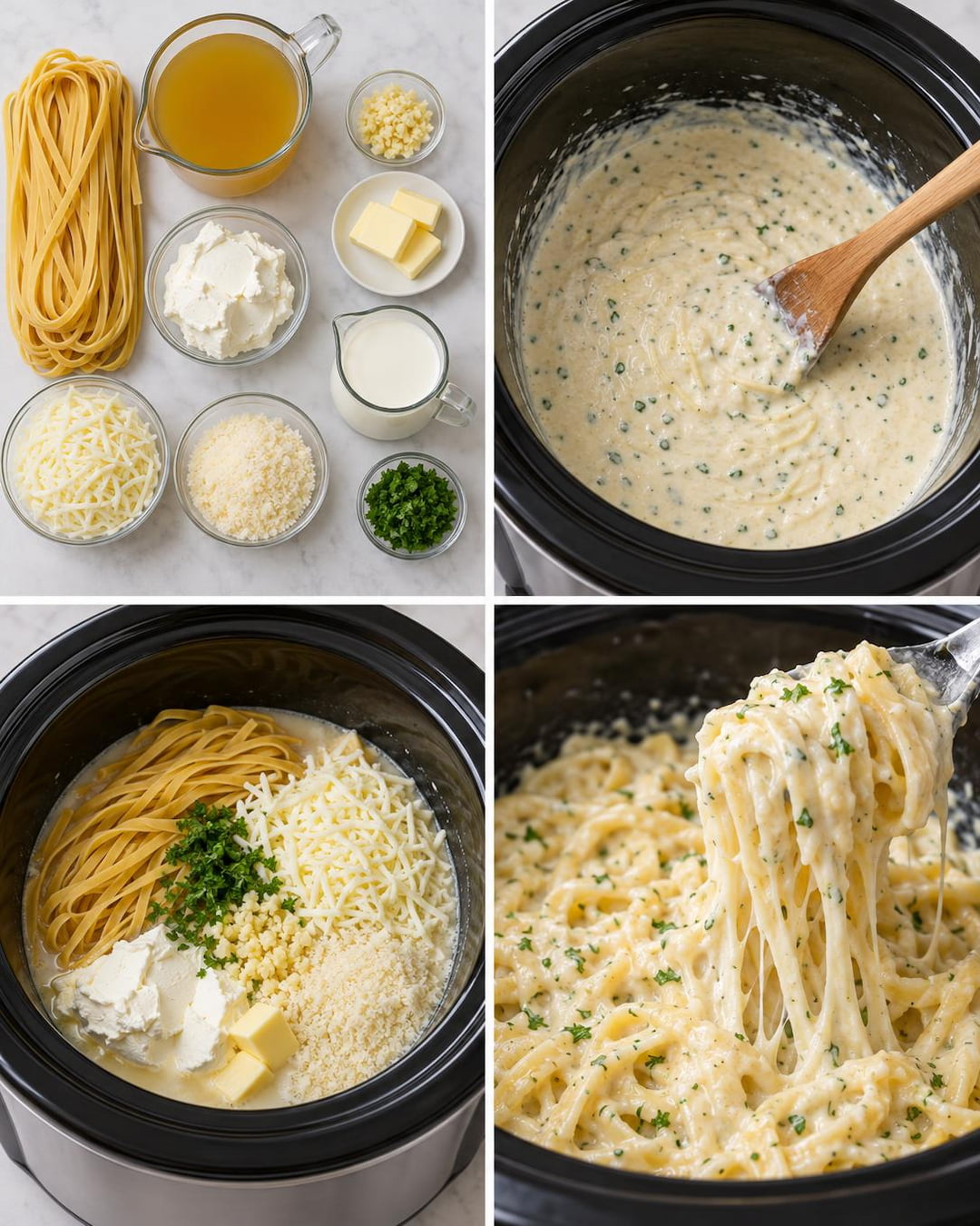 Crockpot Cheesy Garlic Alfredo Pasta