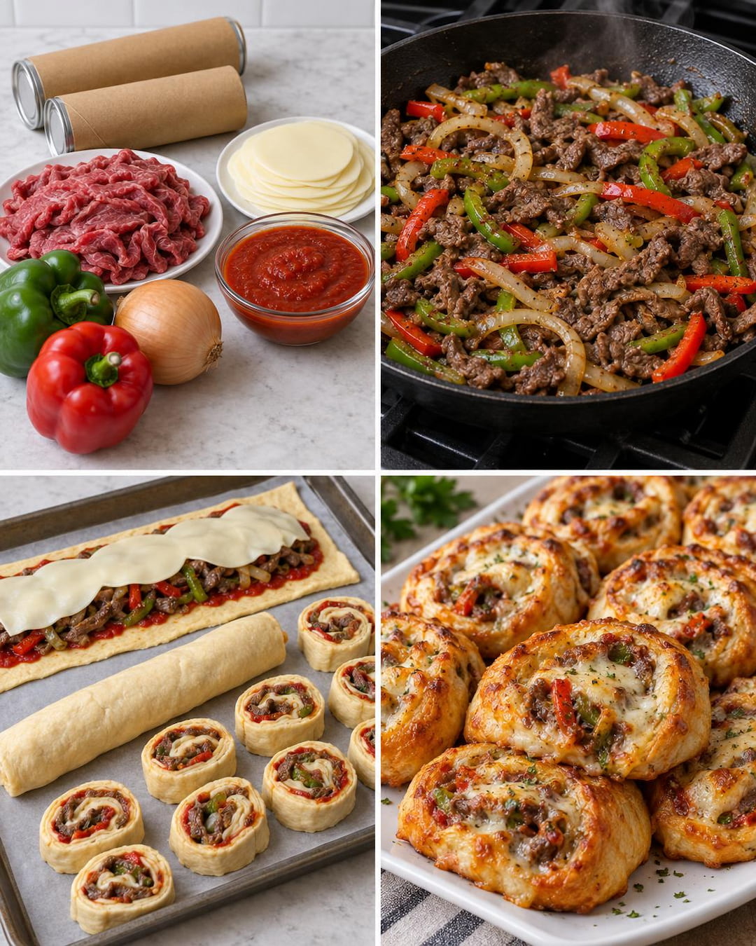 Cheesesteak Pizza Roll-Ups