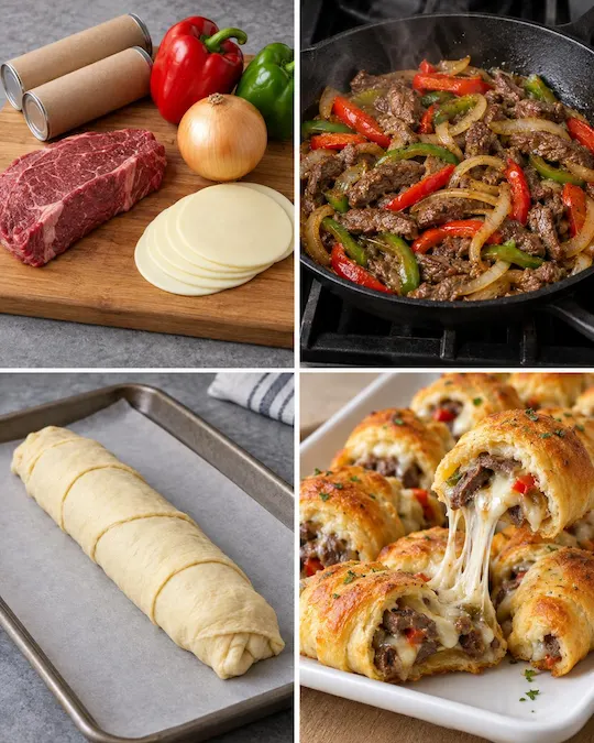 Philly Cheesesteak Stuffed Crescent Bites