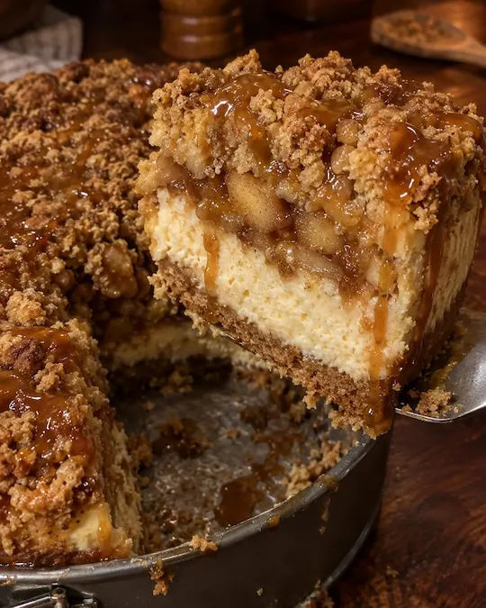 Caramel Apple Crumble Cheesecake
