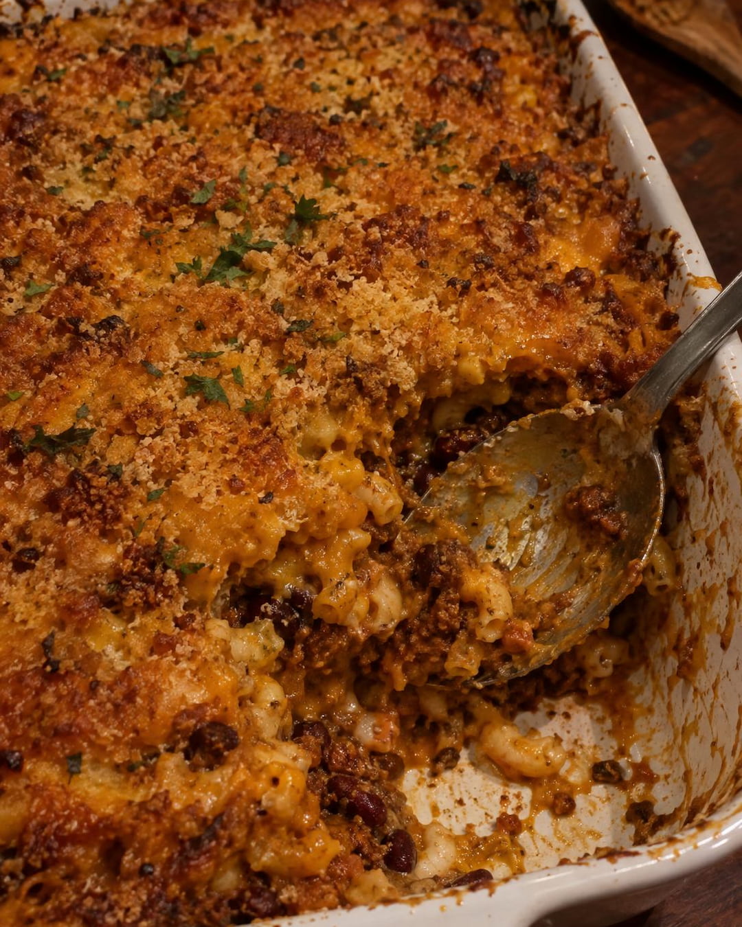 Pumpkin Chili Mac & Cheese Bake