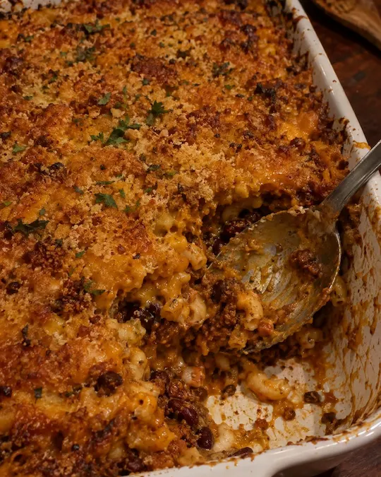 Pumpkin Chili Mac & Cheese Bake