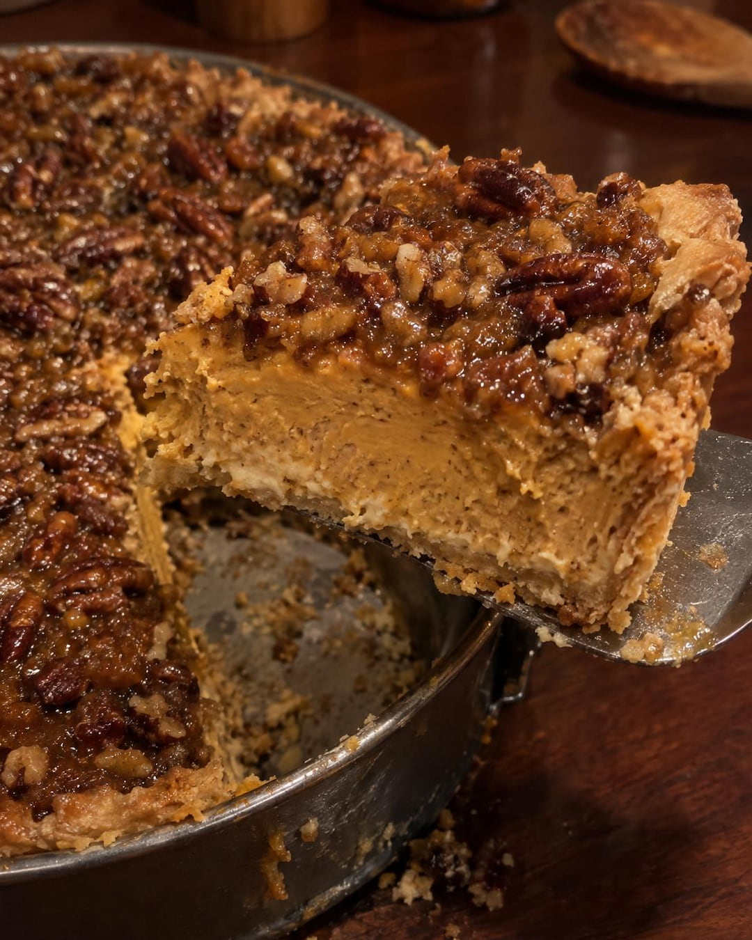 Pumpkin Praline Cheesecake Pie
