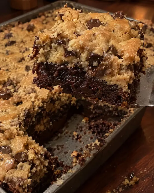 Giant Peanut Butter Cookie Dough Brownie